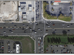 aerial view of traffic at the Belcher Road and Gulf to Bay Blvd. intersection