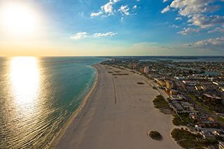 aerial view of beach coastline