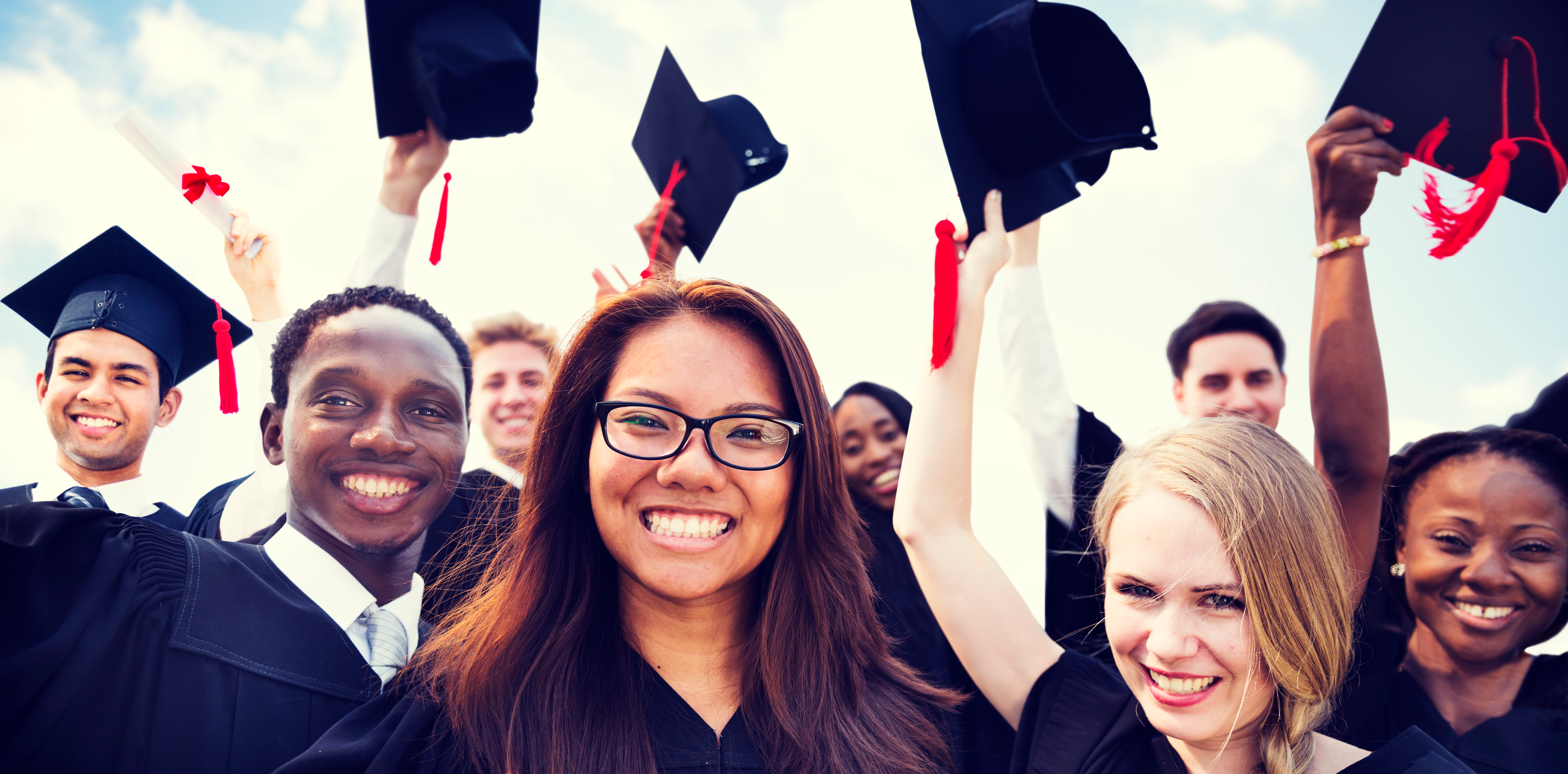 Group of Diverse International Students Celebrating Graduation