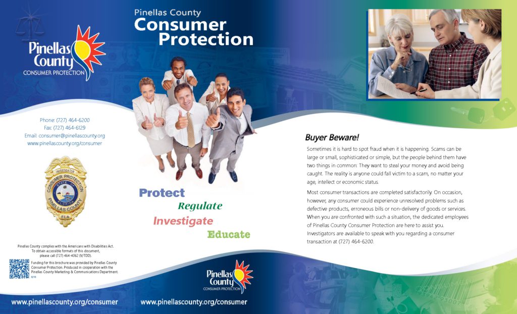 Pinellas County consumer protection brochure cover
