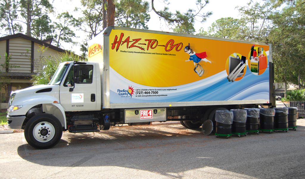 Solid Waste Haz-to-Go truck at a business collection event.