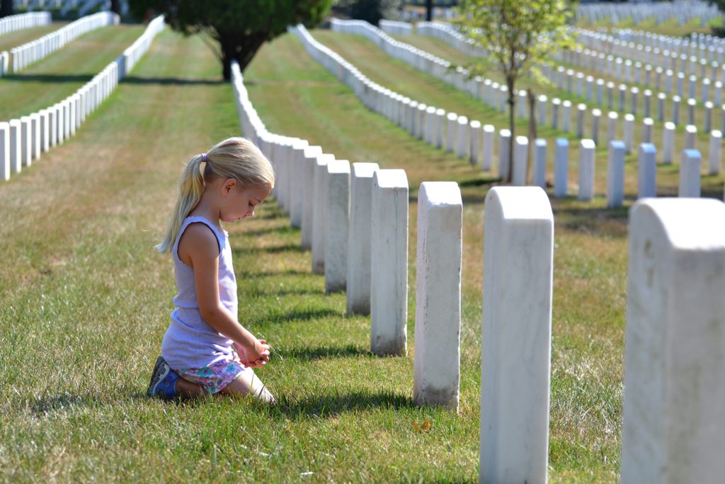 Family of veteran in cemetery