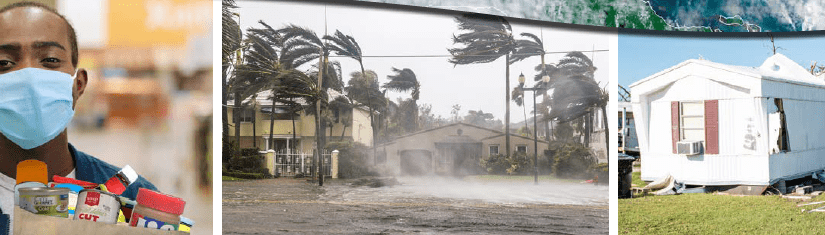 Photos of boy with mask, flooded streets and damaged home