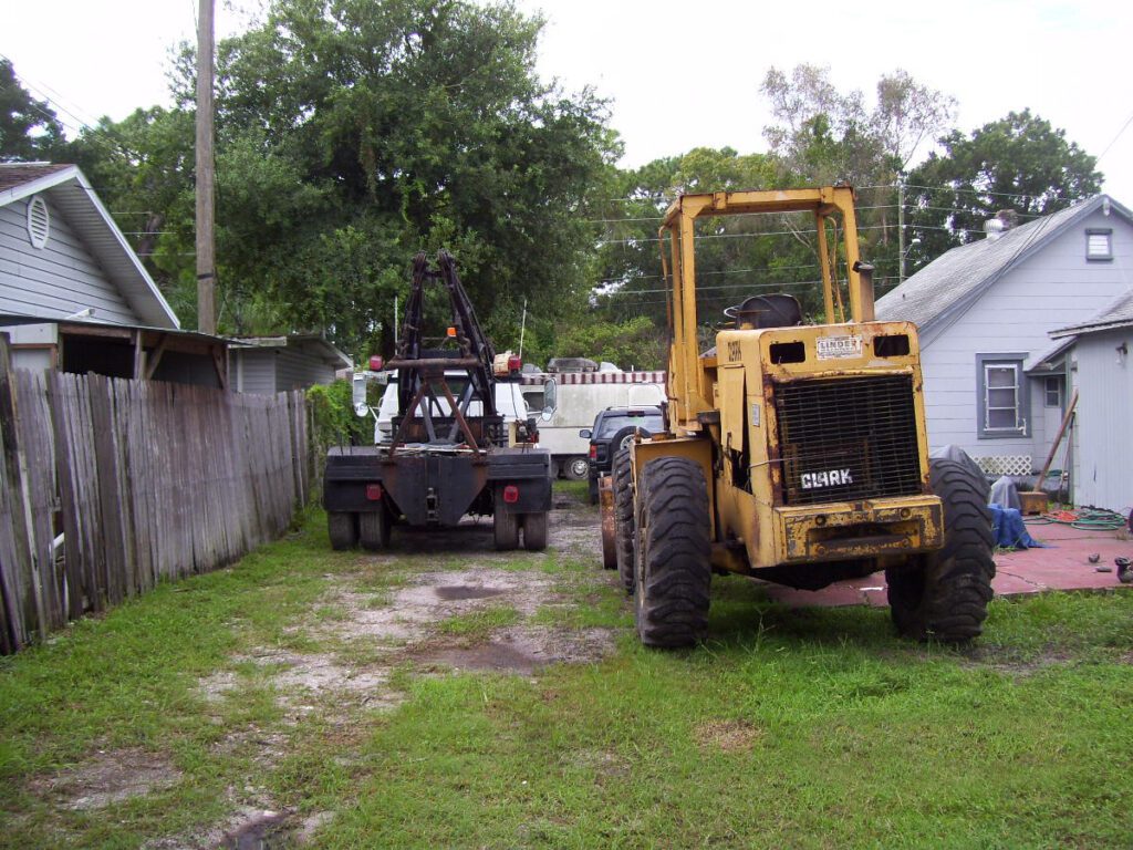 industrial equipment in a side yard