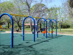 Swing set at Taylor Park's new playground (built 2024)