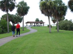 two people walking up a hill in War Veterans' Memorial Park