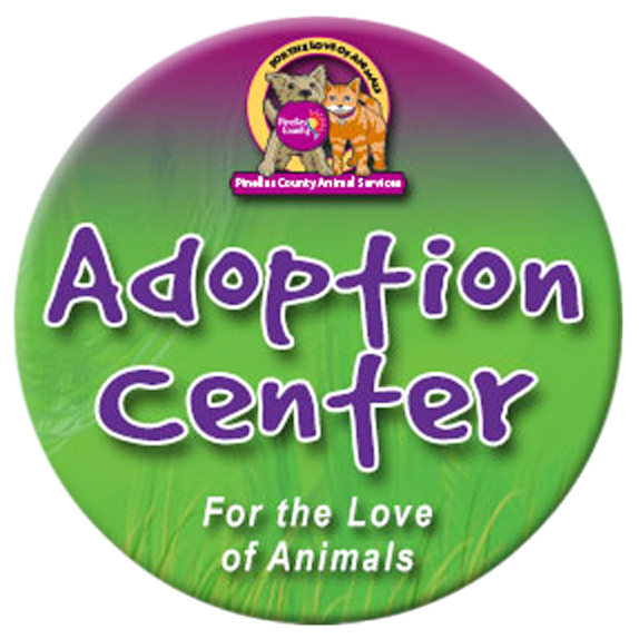 adoption center for the love of animals in purple and green circle