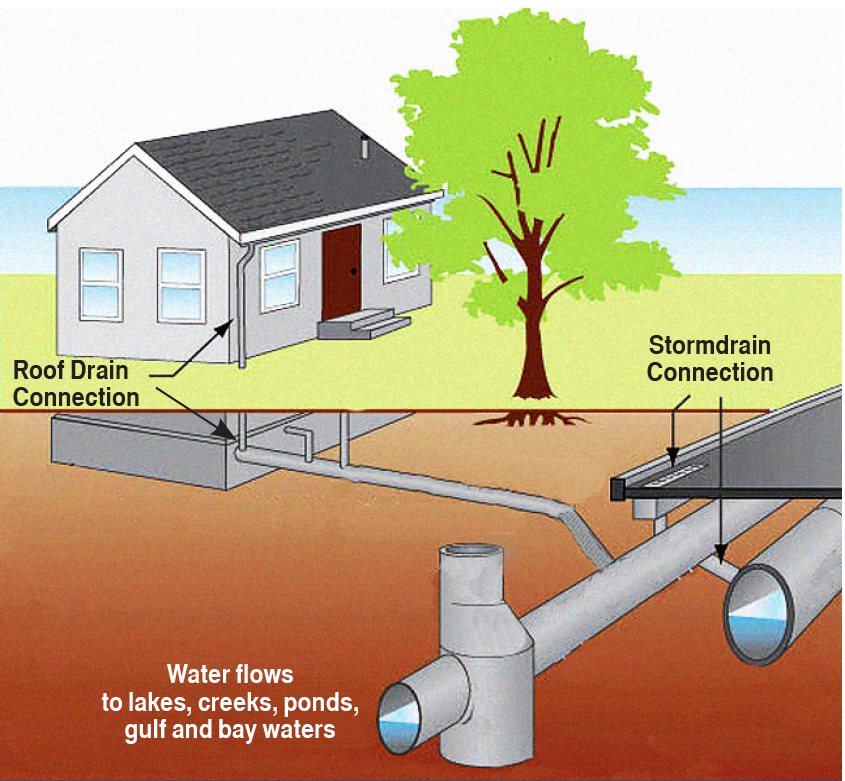 Preventing roof runoff from entering the stormsewer system protects the health and safety of the watershed.