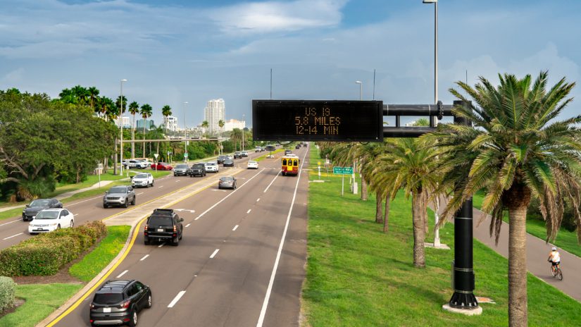 Photo of coastal road with traffic