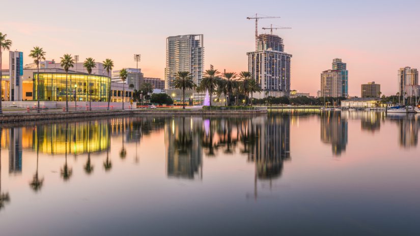 St. Petersburg, Florida, USA downtown city skyline on the bay.