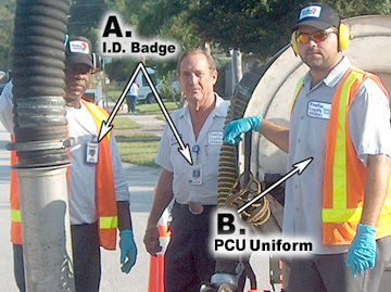 authorized personnel in uniform and with ID badges