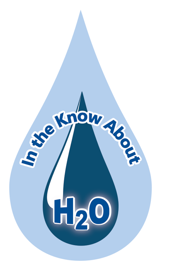 water droplet with the words in the know about H2O