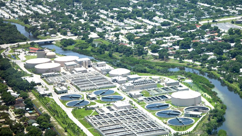 Aerial photograph of the South Cross Bayou Advanced Water Reclamation Facility.