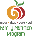 Family Nutrition logo, grow, shop, cook, eat