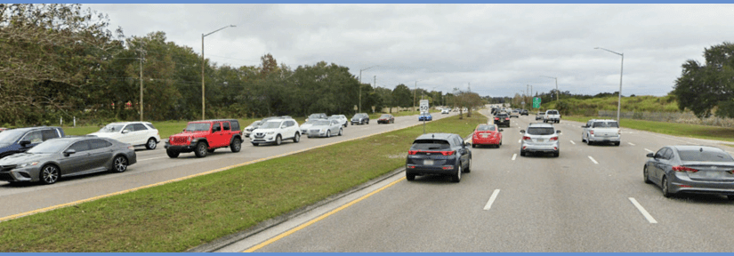 heavy traffic on East Lake Road in Palm Harbor, Florida