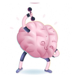 Animated brain lifting a hand weight