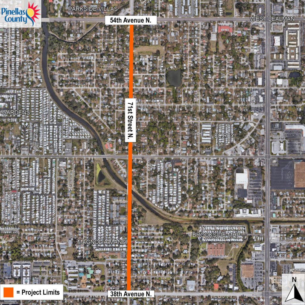 map of project area for 71st Street N.