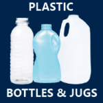 Image of plastic bottles and jugs with text reading "plastic bottles and jugs"