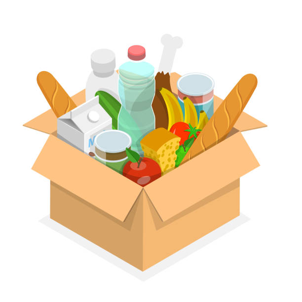3D Isometric Flat Vector Conceptual Illustration of Food Pantry Icon, Charity to Fight Hunger