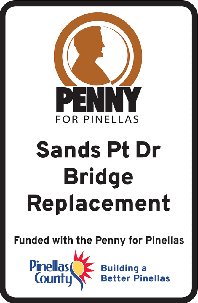 Penny for Pinellas project funding sign with 3 lines of text.