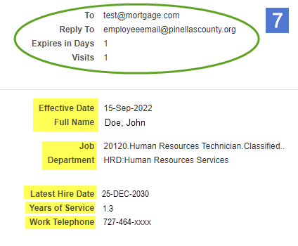 Sample of employment verification release information