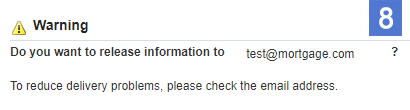 OPUS screenshot warning, do you want to release information to test email? To reduce delivery problems, please check the email address.