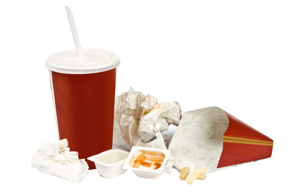Used fast food containers 