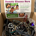 OneSight collection box full of donated glasses