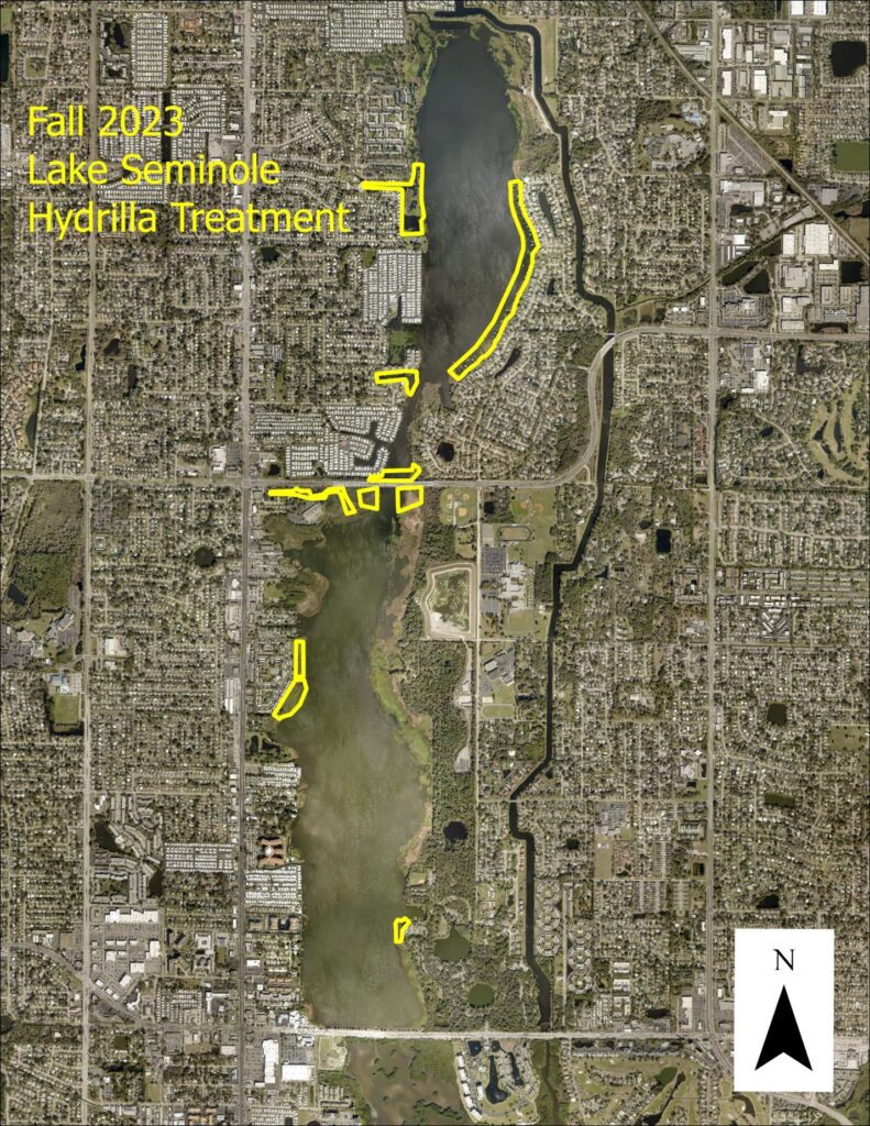 Lake Seminole hydrilla treatment map