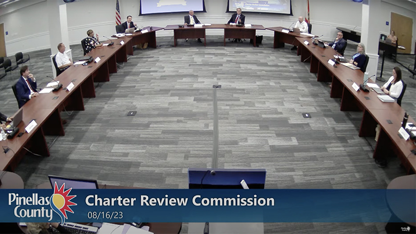 The Pinellas County Charter Review Commission meets in the Palm Room.