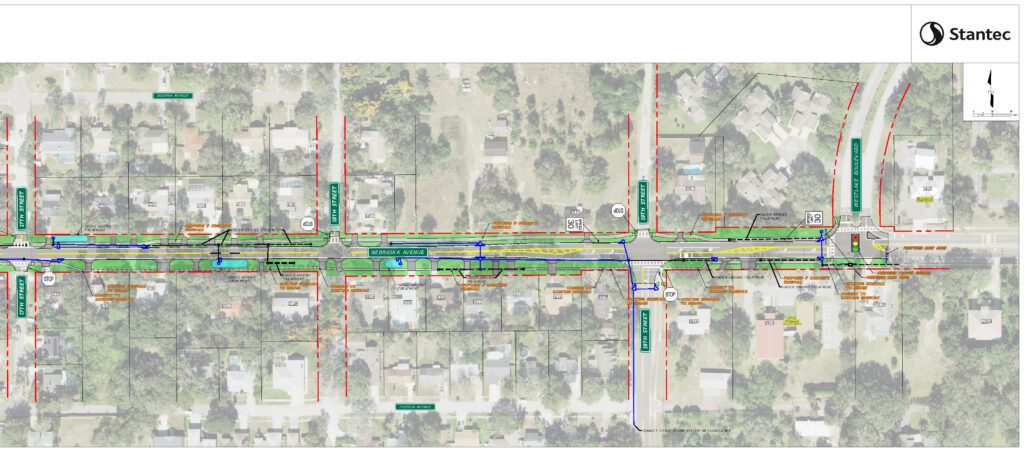 East section of the design plan for the Nebraska Avenue roadway improvement project as of 11-30-2023. Details are described in various media on the project web page.
