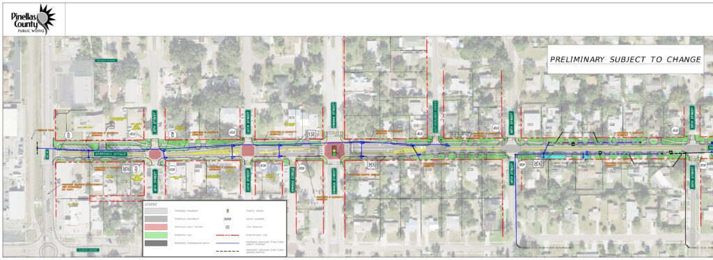 West section of the design plan for the Nebraska Avenue roadway improvement project as of 11-30-2023. Details are described in various media on the project web page.