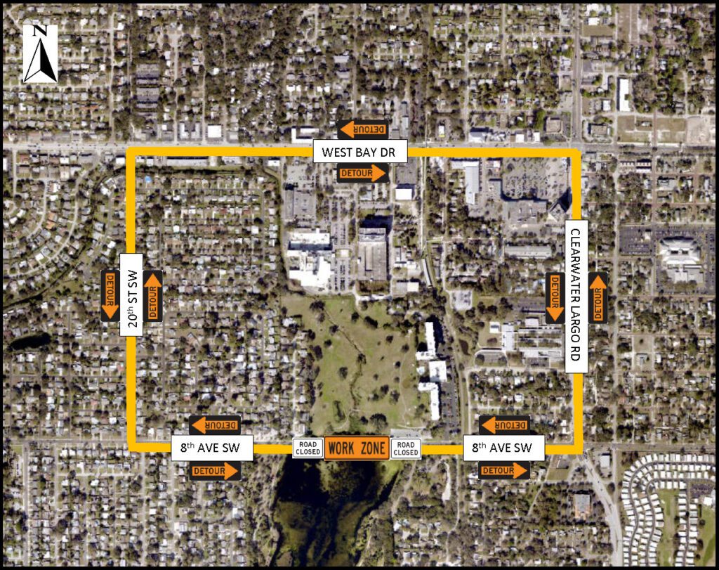 map of detour route for Taylor Lake construction