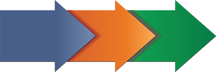 Horizontal intersecting colorful arrows