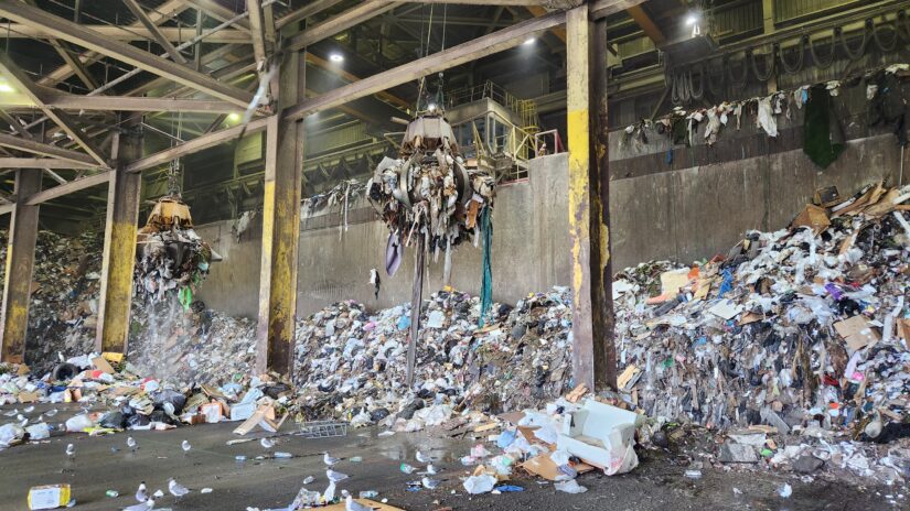 Garbage from the County’s homes and businesses at the Waste-to-Energy Facility.