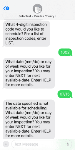 Schedule Inspection by Text Screenshot 2