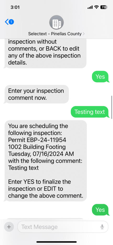 Schedule Inspection by Text Screenshot 4