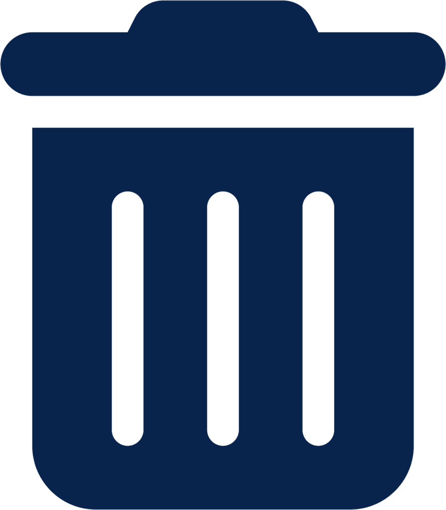 navy blue trash can icon