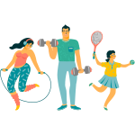 cartoon people exercising