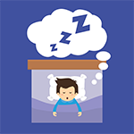 Cartoon of a man sleeping in bed with Zzzs over his head