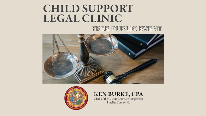 justice scales, gavel, legal book, Clerk of the Circuit Court and Comptroller logo