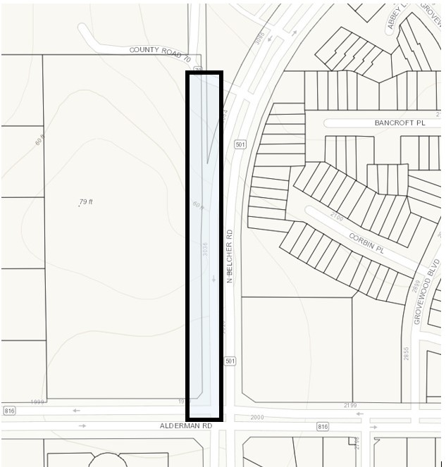 This map outlines the area where construction will take place from the southwest corner of the intersection of County Road 70 and Belcher Road in unincorporated Palm Harbor.