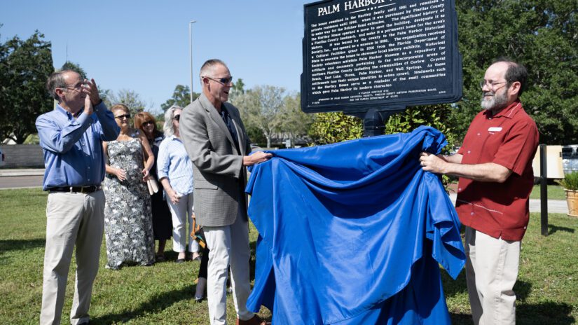 Photo of the unveiling of the Hartley House Historical Marker.