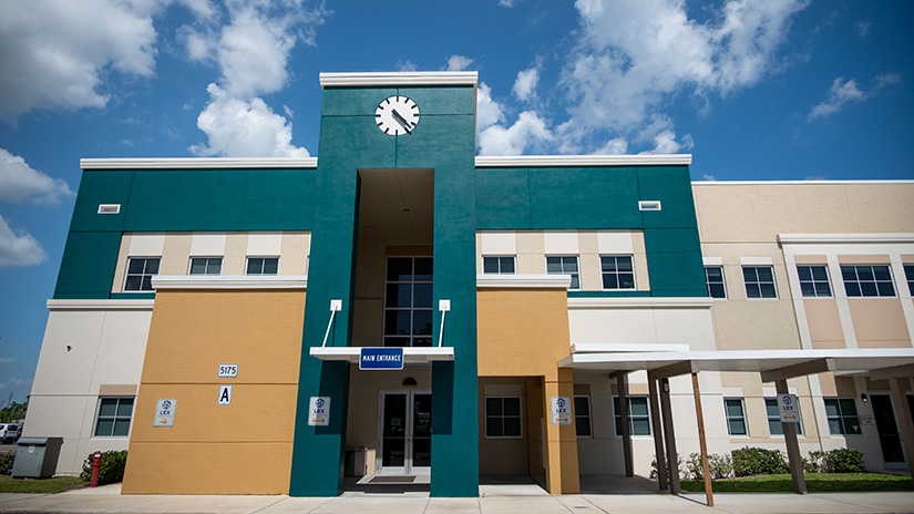 Front side of the Lealman Exchange building