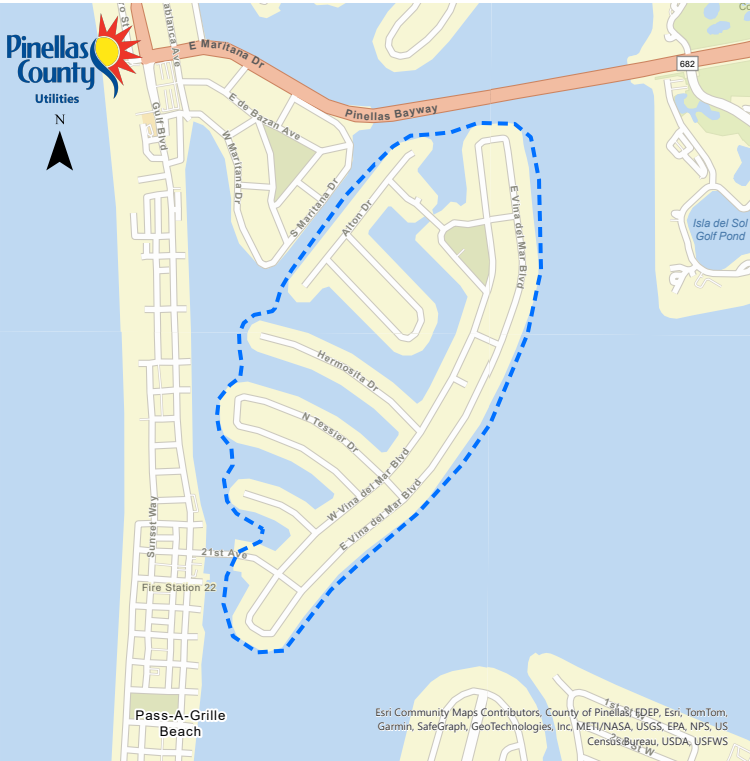 Located in the Vina Del Mar Island neighborhood of St. Pete Beach, Pinellas County.