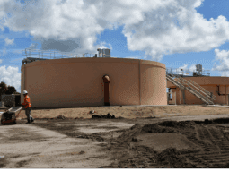 Image of Solid Waste's new clarifiers during construction.