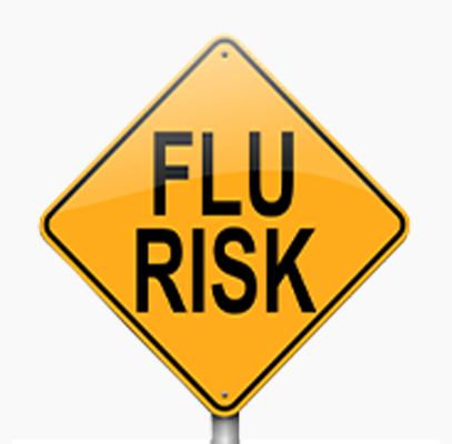 Flu risk sign grey background