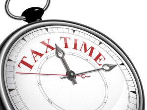 tax time concept clock isolated on white background