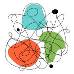 Neurographics doodling example with round shapes and swirling lines