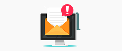 email message with spam or error alert